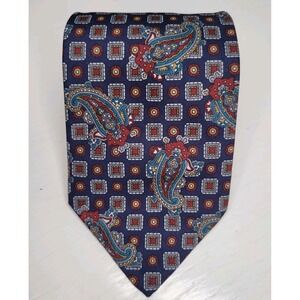 Italianissimo Men's Paisley Necktie Blue Teal Burgundy 100% Polyester 56 X 4"